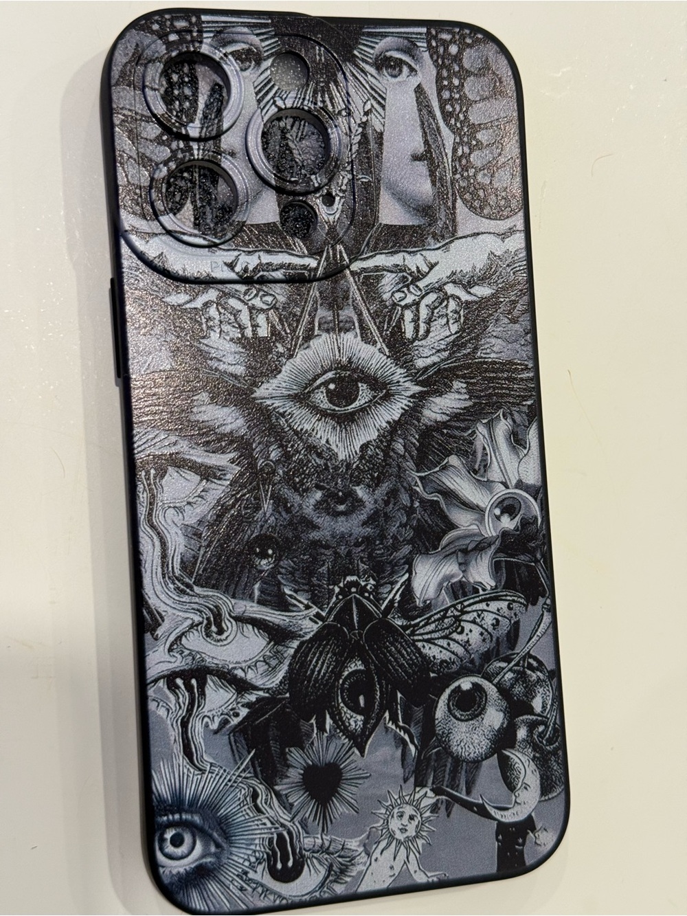 NEW iPhone 14 Pro Max Case | Gothic Evil Eye Butterfly Art | Black & White